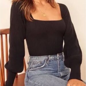 Reformation Charcoal Ribbed Knit Sweater